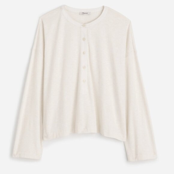 Madewell Relaxed Henley Long-Sleeve Tee Size Medium - Picture 4 of 13